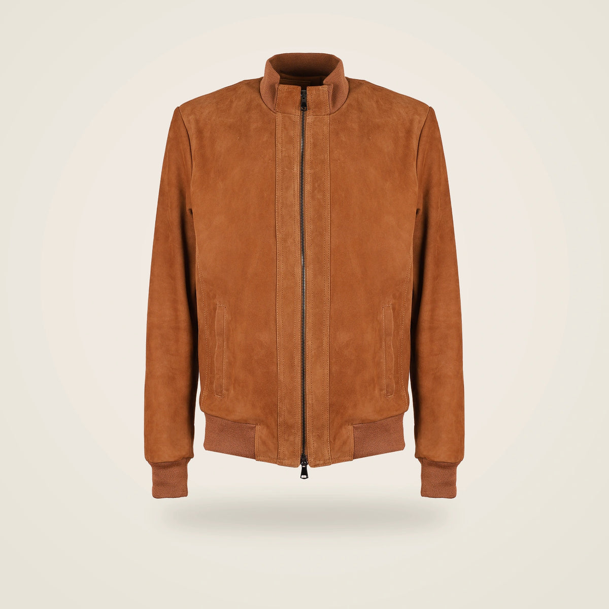Siena Men's Cuoio Suede Leather Bomber Jacket in cuoio product front
