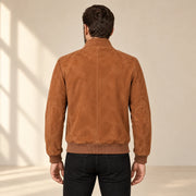 Siena Men's Cuoio Suede Leather Bomber Jacket in cuoio product back