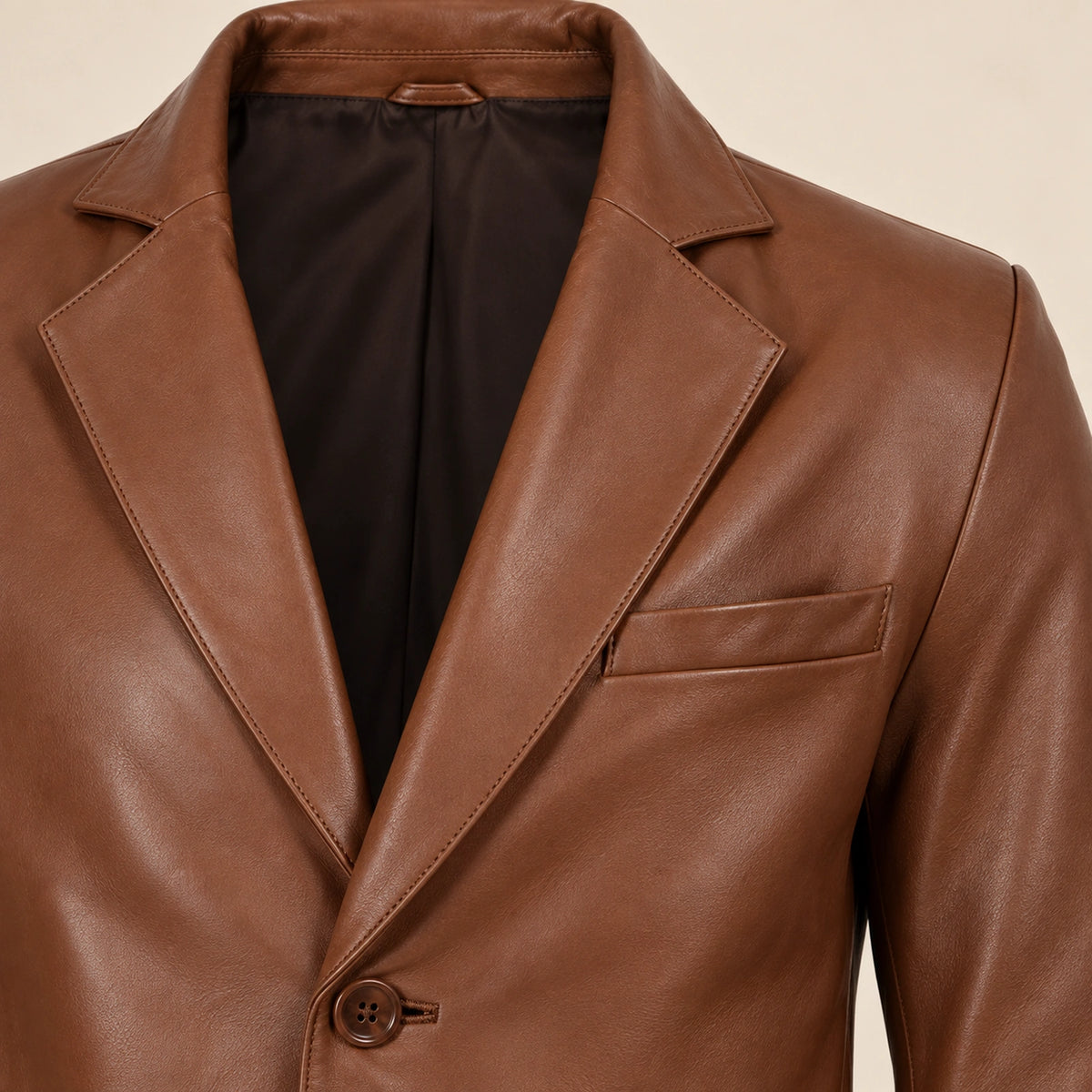 Valecrest Men's Cognac Brown Sheepskin Leather Blazer
