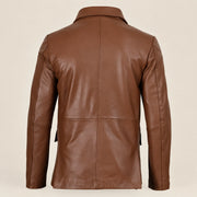 Valecrest Men's Cognac Brown Sheepskin Leather Blazer