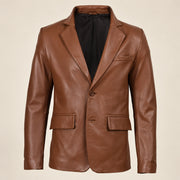 Valecrest Men's Cognac Brown Sheepskin Leather Blazer
