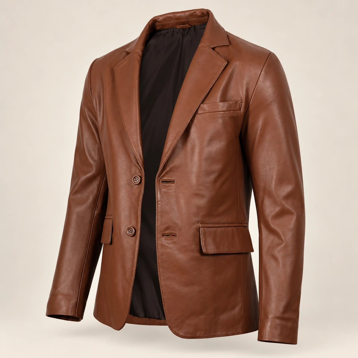Valecrest Men's Cognac Brown Sheepskin Leather Blazer