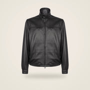 Varden Men's Minimal Lambskin Leather Biker Jacket in black product front