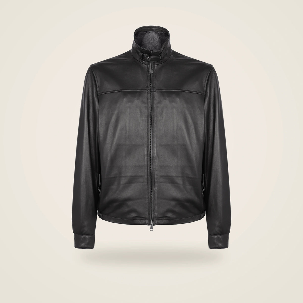 Varden Men's Minimal Lambskin Leather Biker Jacket in black product front