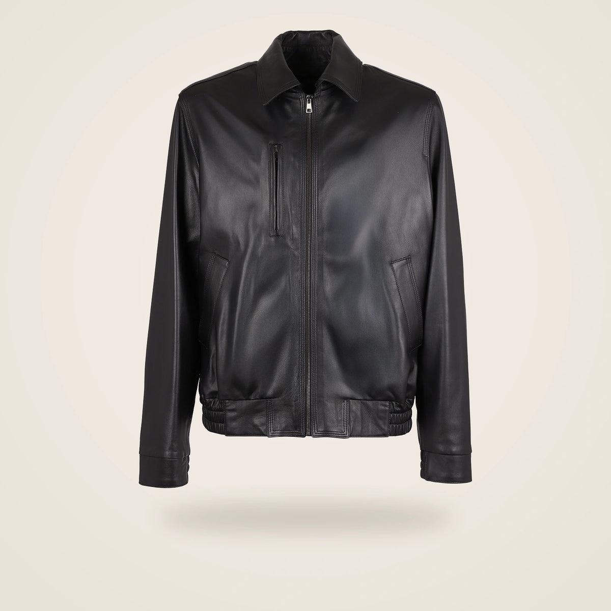 Wexford Men's Convertible Collar Lambskin Bomber Jacket in black product front