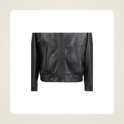 Wexford Men's Convertible Collar Lambskin Bomber Jacket pocket hem and leather finish detail