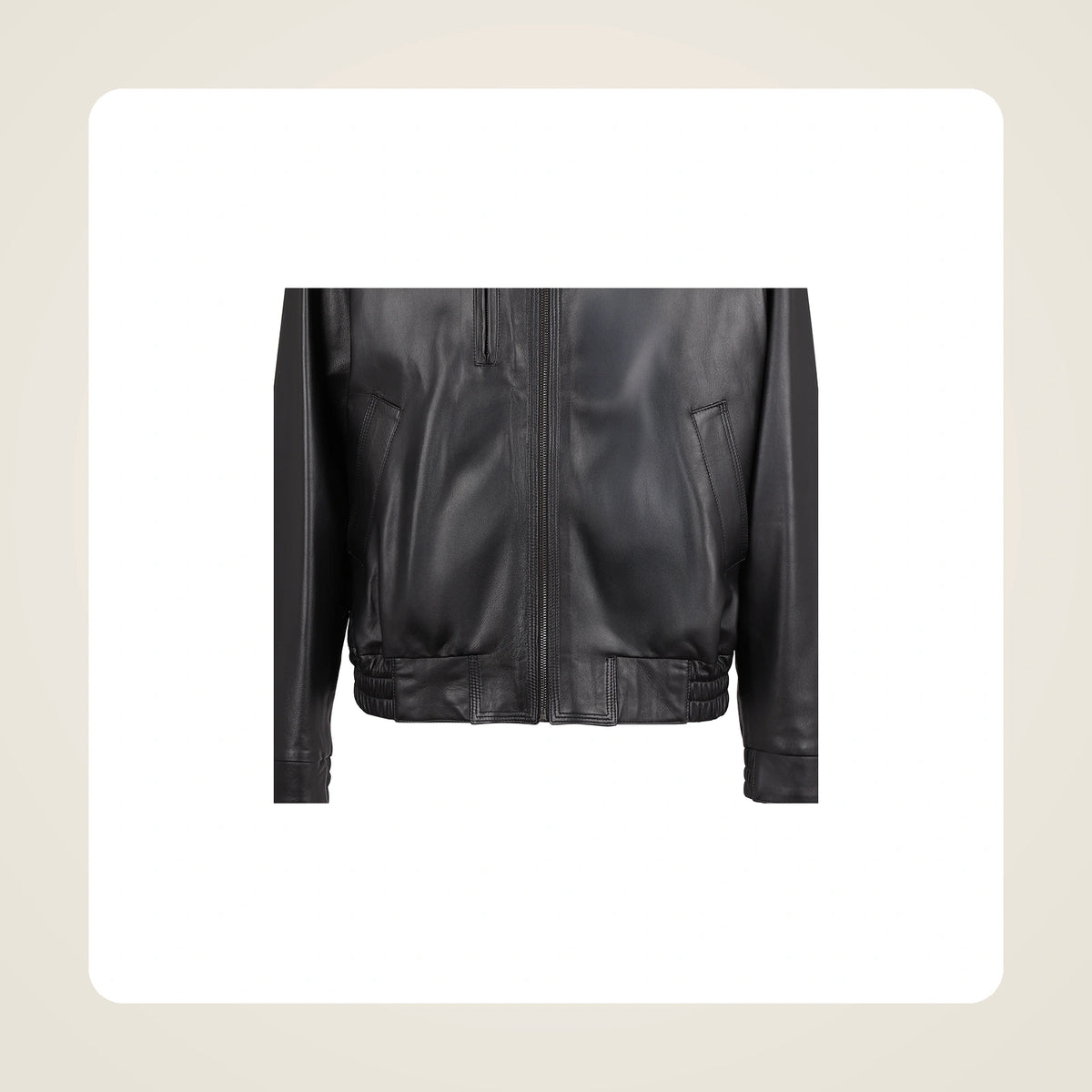 Wexford Men's Convertible Collar Lambskin Bomber Jacket pocket hem and leather finish detail