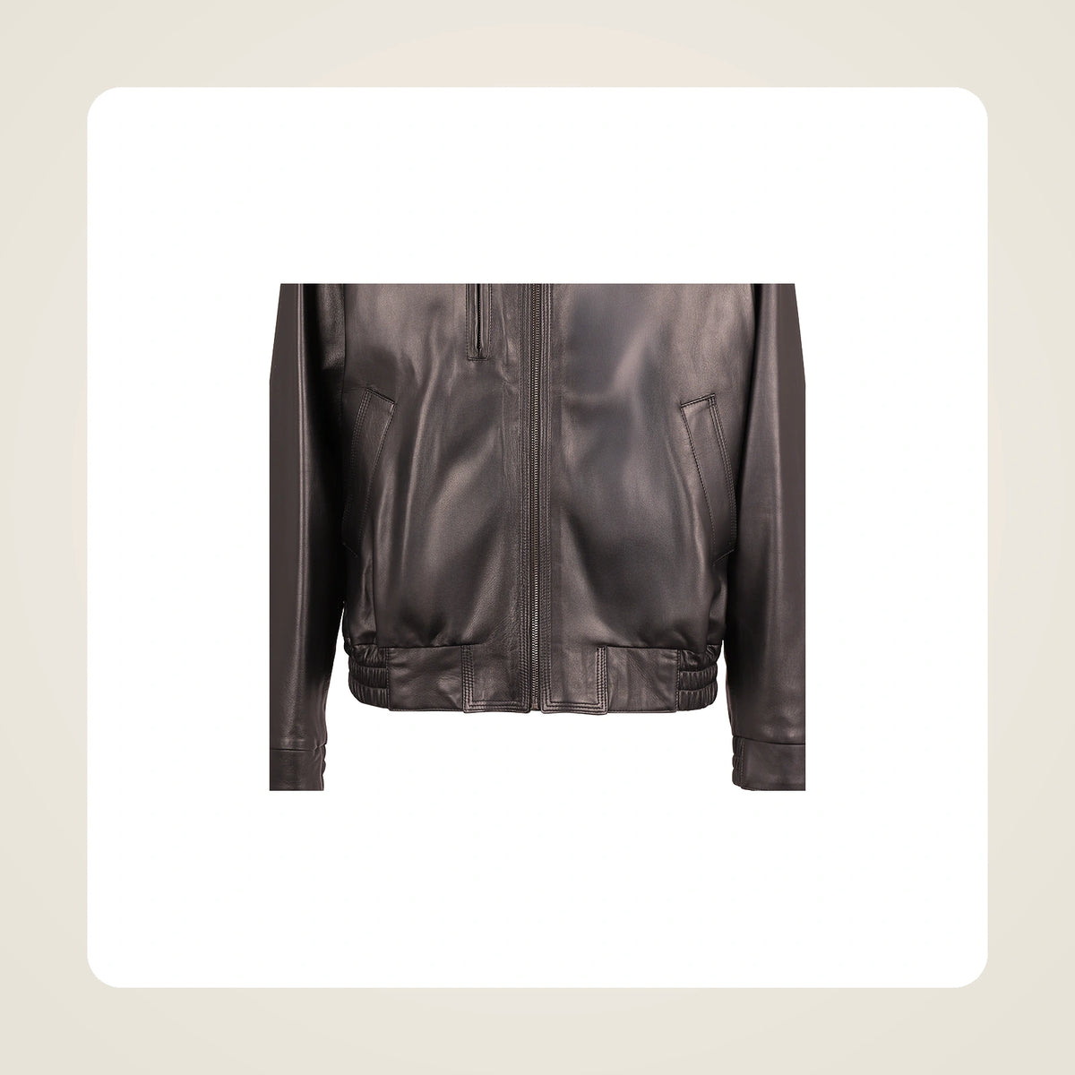 Wexford Men's Convertible Collar Lambskin Bomber Jacket pocket hem and leather finish detail