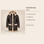 Key design features of the Wycliffe Men's Brown Hooded Shearling Duffle Coat