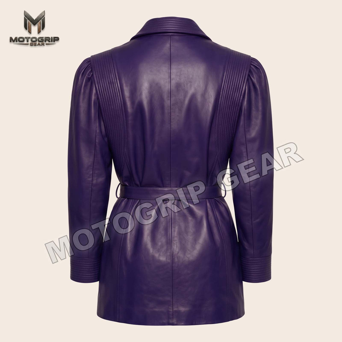 Women’s Luxury Designer Lambskin Leather Belted Jacket – Cognac Brown Statement Blazer