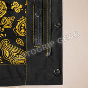 Men’s Crocodile Embossed Cowhide Leather Motorcycle Vest – Contrast Stitch Biker Club Vest