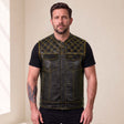Men’s Crocodile Embossed Cowhide Leather Motorcycle Vest – Contrast Stitch Biker Club Vest