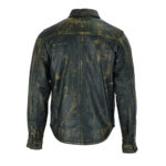 Premium Men's Distressed Leather Shirt Motorcycle Full sleeve Snap buttons Biker - Image 3