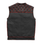MotoGrip Men's Leather Vest Red Checker & Orange Thread Concealed Waistcoat - Image 4