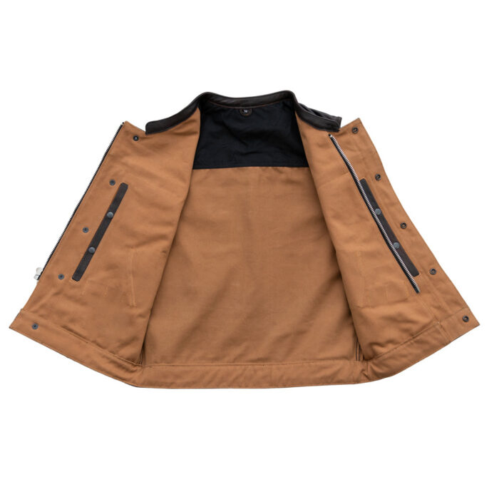 MotoGrip Men Hunt Club Standard - Motorcycle Leather Canvas Vest - Image 2