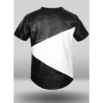 Black & White Men's Genuine Soft Leather Light- Weighted T-Shirt Motorcycle - Image 2