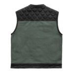 Hunt Club Motorcycle Leather Canvas Vest Green - Image 3