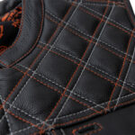 Black Leather Men's Motorcycle Orange Paisley lining & Two Colors Stitching Vest - Image 3