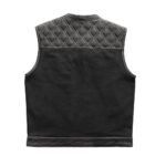 Hunt Club Motorcycle Leather Canvas Vest White Stitch - Image 3