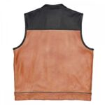 Men's Black & Brown Leather Vest Motorbike Motorcycle Concealed Brown Waistcoat - Image 3