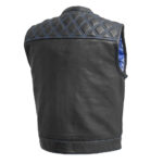 Men's SOA Club Leather Vest Custom Motorbike Blue Paisley Liner Motorcycle - Image 4