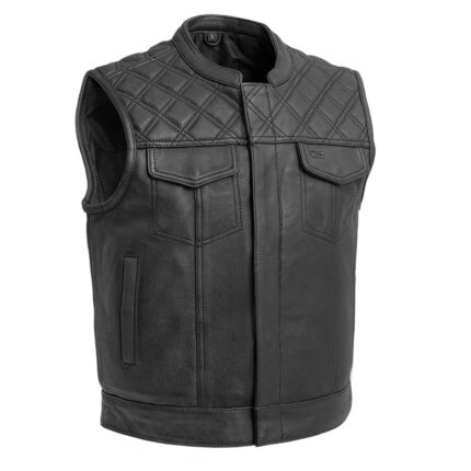 Upside Men's Club Style Leather Vest (Black)
