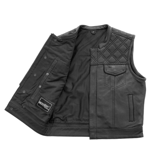 Upside Men's Club Style Leather Vest (Black) - Image 2