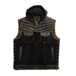 Leather Vest Quilted Side Lases Style Men Vest Leather Motorcycle Denim Vest