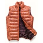 Men's Puffer Leather Waistcoat Dark Brown Padded cowhide Quilted Winter Vest