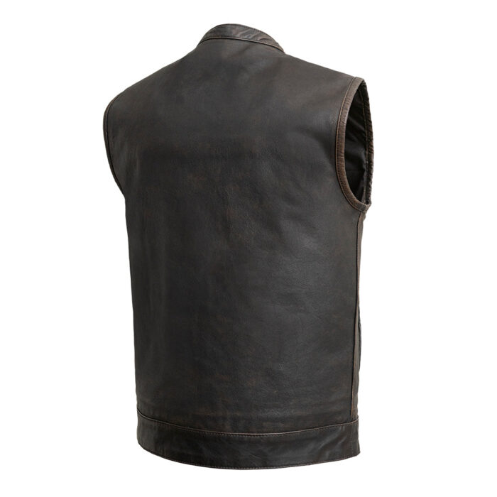 Sharp Shooter Men's Motorcycle Leather Vest - Olive - Image 5