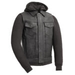 Kent Men's Motorcycle Leather Vest and Hoodie