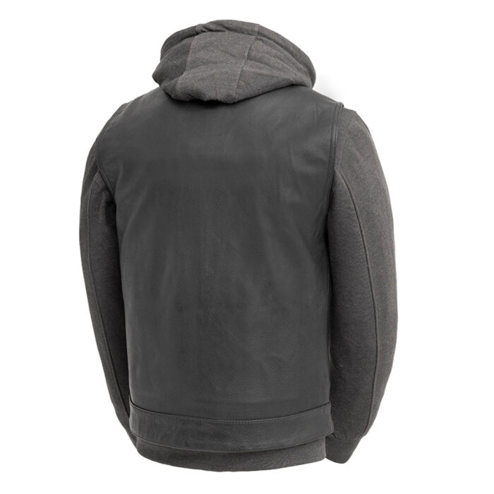 Kent Men's Motorcycle Leather Vest and Hoodie - Image 4