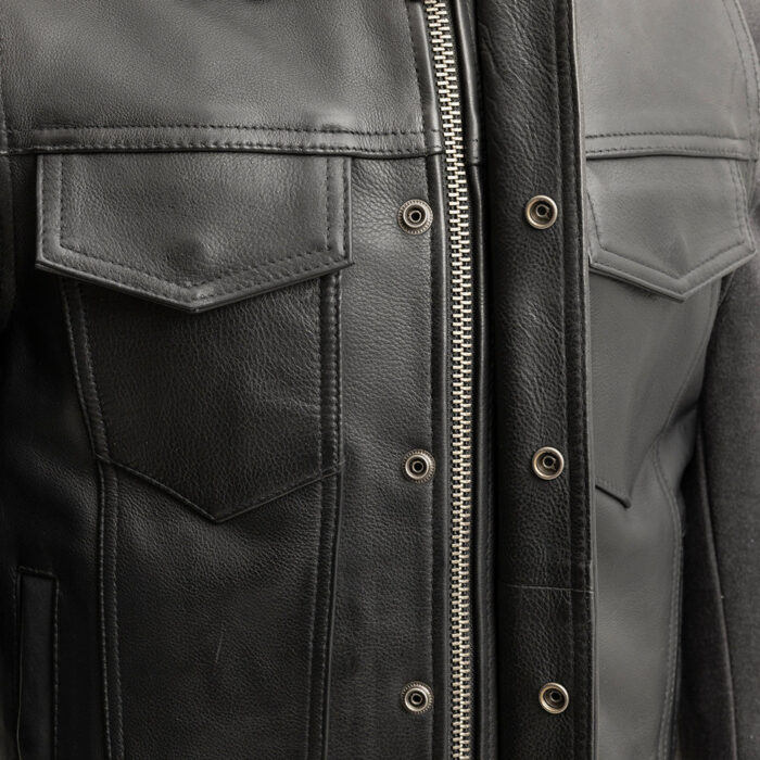 Kent Men's Motorcycle Leather Vest and Hoodie - Image 3