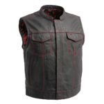 The Club Cut Men's Motorcycle Leather Vest, Multiple Color Options