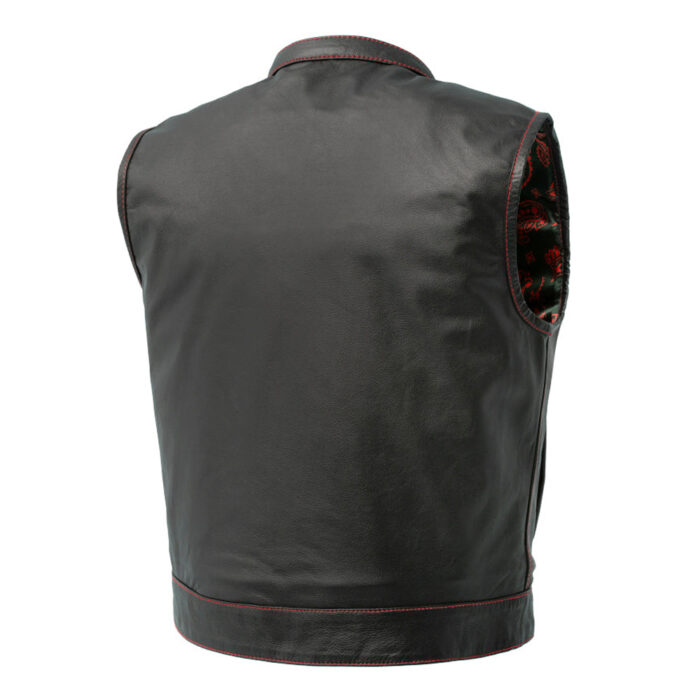 The Club Cut Men's Motorcycle Leather Vest, Multiple Color Options - Image 5