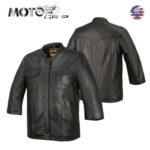 Leather Original 3/4 Sleeve Chop Jacket - Half sleeve leather Shirt