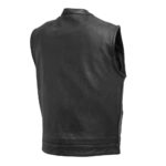 Top Rocker Black Men's Motorcycle Leather Vest - Image 2