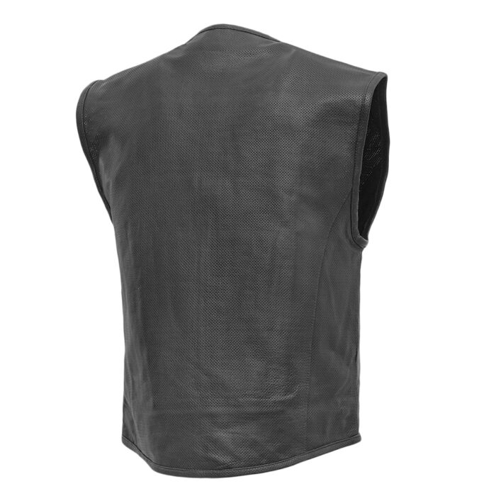 Raceway - Men's Perforated Men's Motorcycle Leather Vest - Image 4