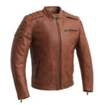 Crusader Men's Motorcycle Leather Jacket - Whiskey