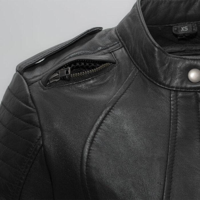 Biker - Women's Leather Motorcycle Jacket - Image 3