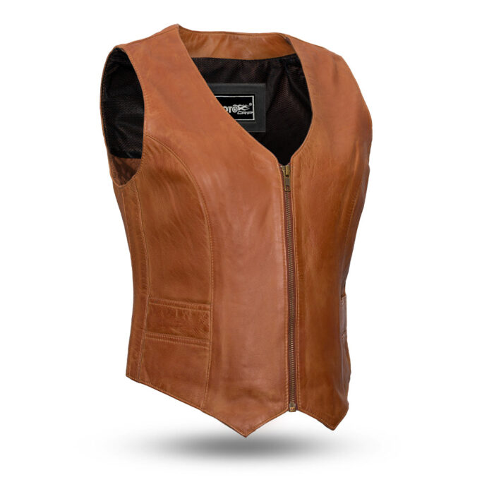 Savannah Women's Western Style Motorcycle Leather Vest - Image 3