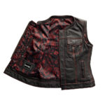 Jessica Women's Motorcycle Leather Vest - Black/Red - Limited Edition - Image 3