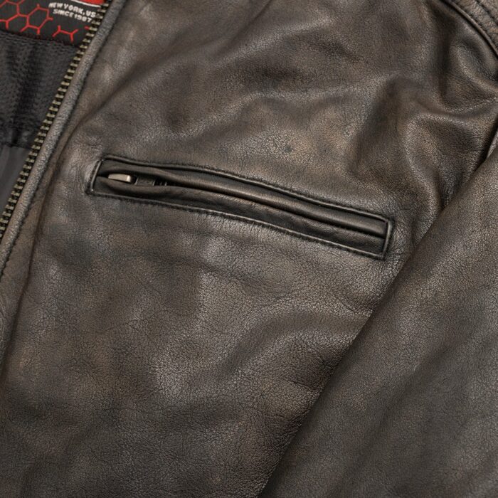 Hipster Men's Motorcycle Leather Jacket - Image 3