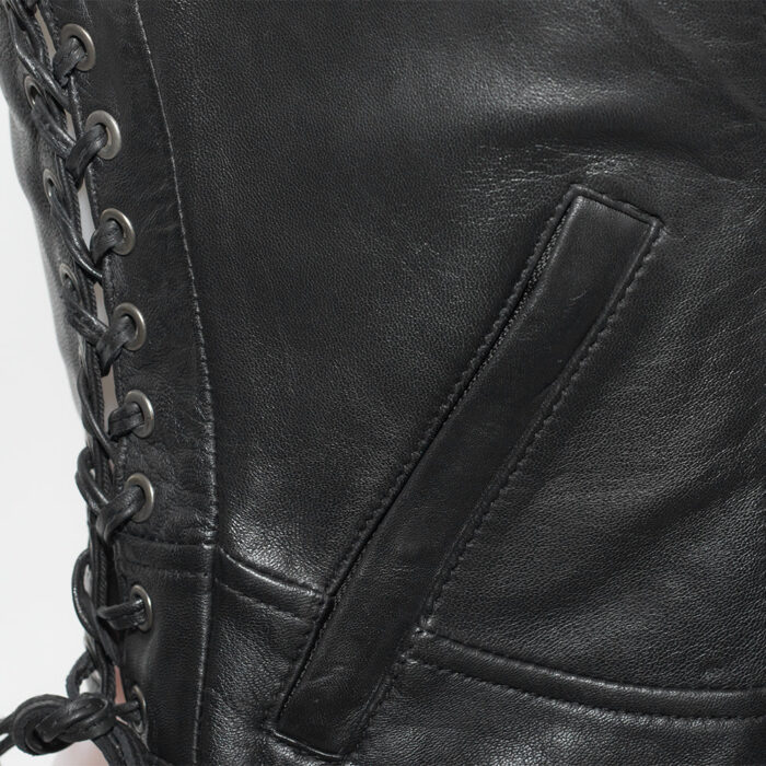 Raven Women's Motorcycle Leather Vest - Image 3