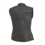Jessica Women's Motorcycle Leather Vest - Pink - Limited Edition - Image 2