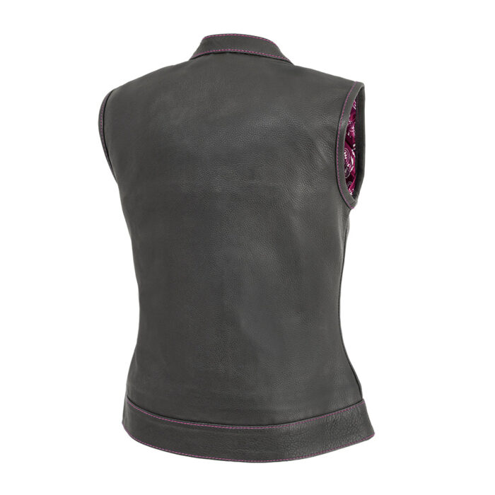 Jessica Women's Motorcycle Leather Vest - Pink - Limited Edition - Image 2