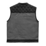 Hunt Club Motorcycle Leather Canvas Vest Grey - Image 3
