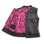 Jessica Women's Motorcycle Leather Vest - Pink - Limited Edition - Image 3