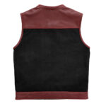 Black Red Leather/Denim Men's Motorcycle Concealed Paisley lining Biker Vest - Image 3
