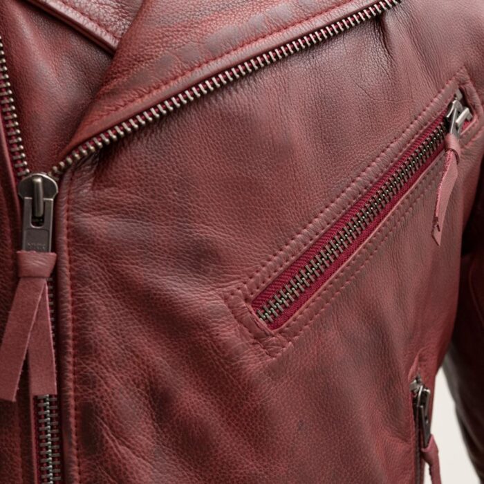 Fillmore Men's Motorcycle Leather Jacket - Oxblood - Image 3